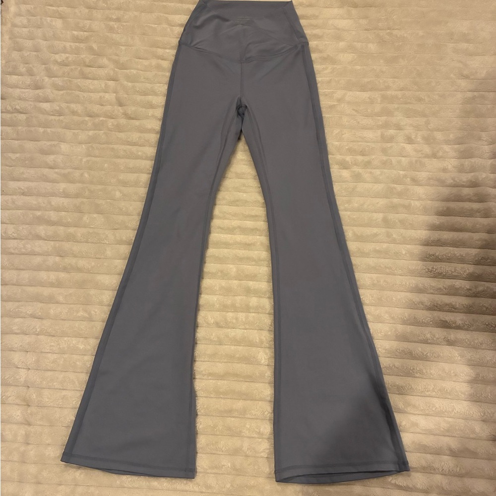 Yogalicious Women's Flared Powder Blue Crossover Leggings